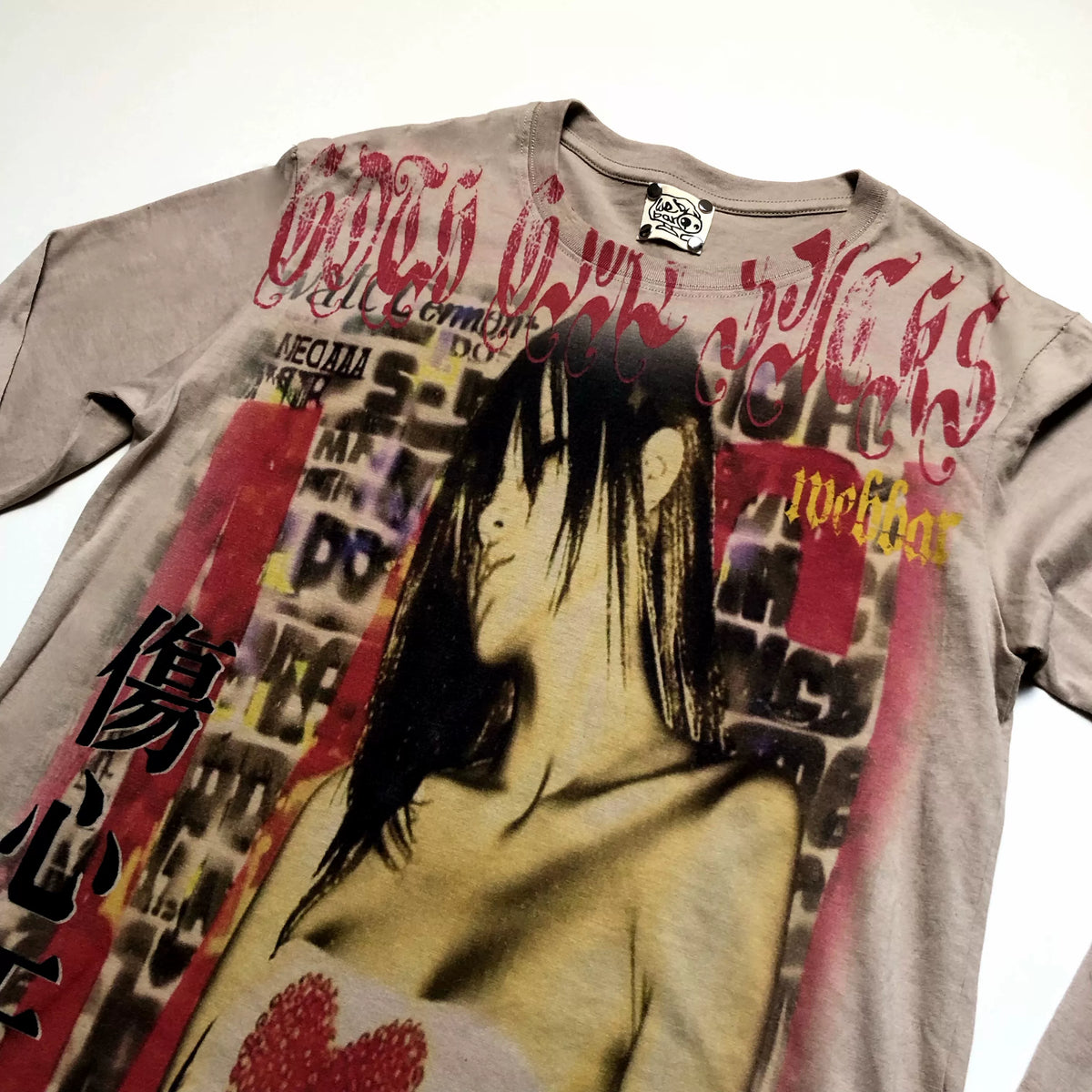 Y2k Japanese Punk Style "sad Angel" Brown Long Sleeve T-Shirt
