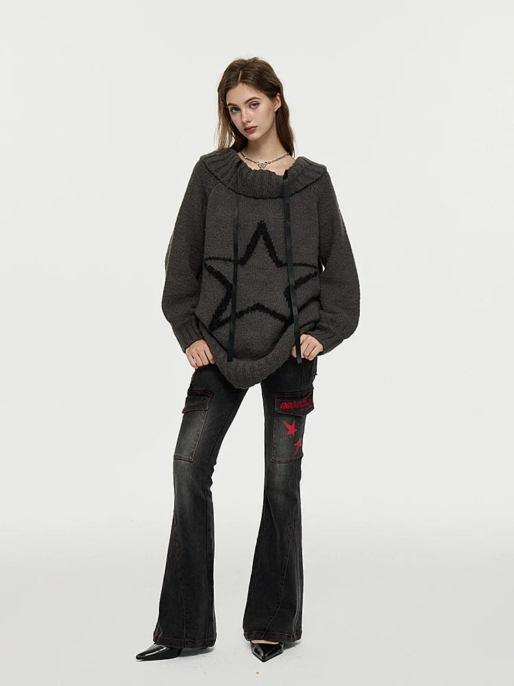 Washed Stretch Slim Flare Denim Jeans