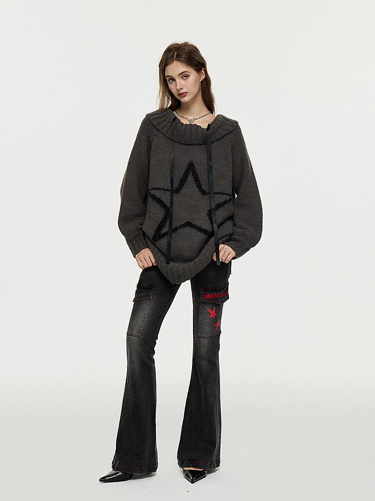 Washed Stretch Slim Flare Denim Jeans
