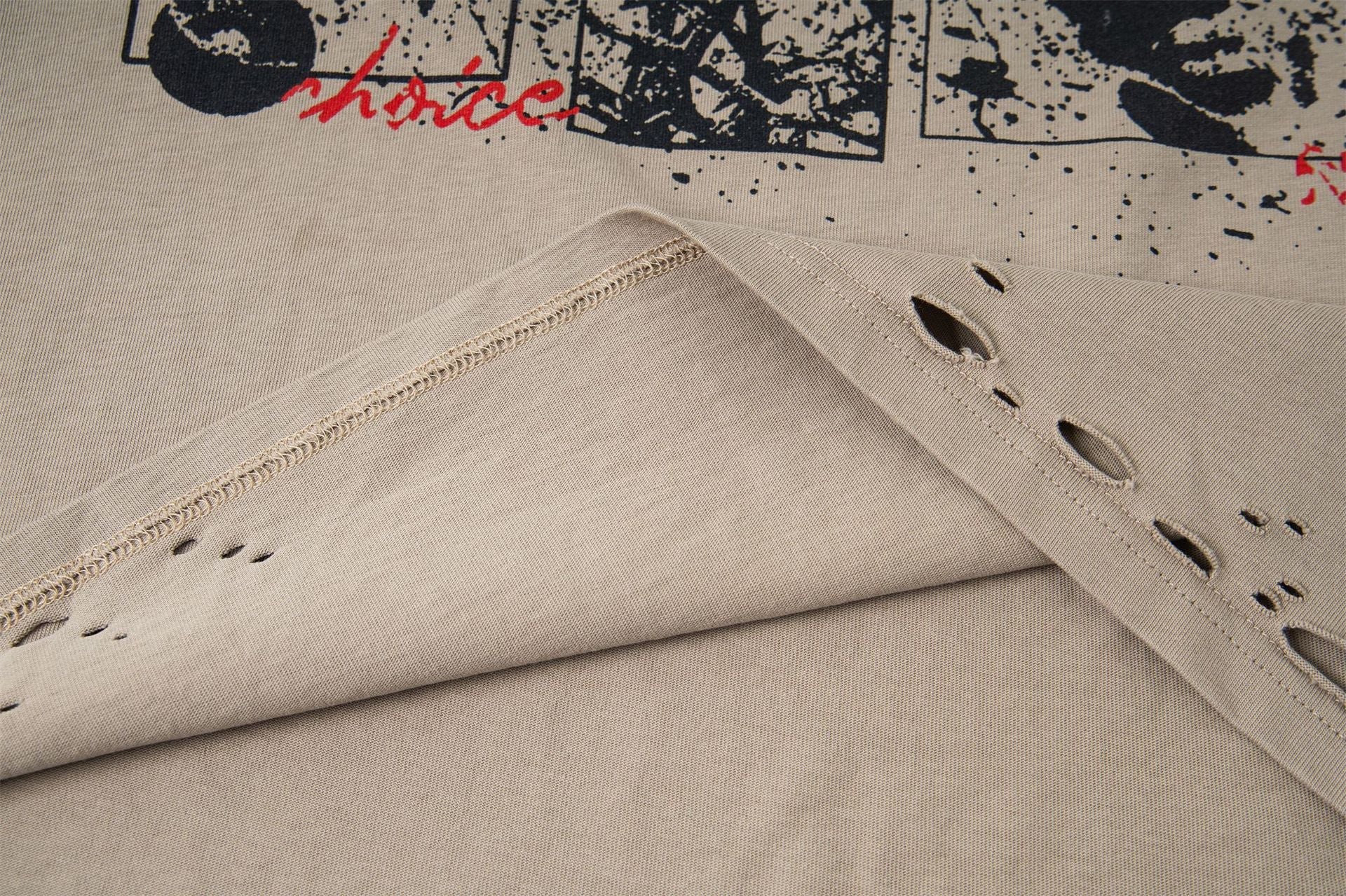 Fake Layered Camo Damage Print Long Sleeve T-Shirt