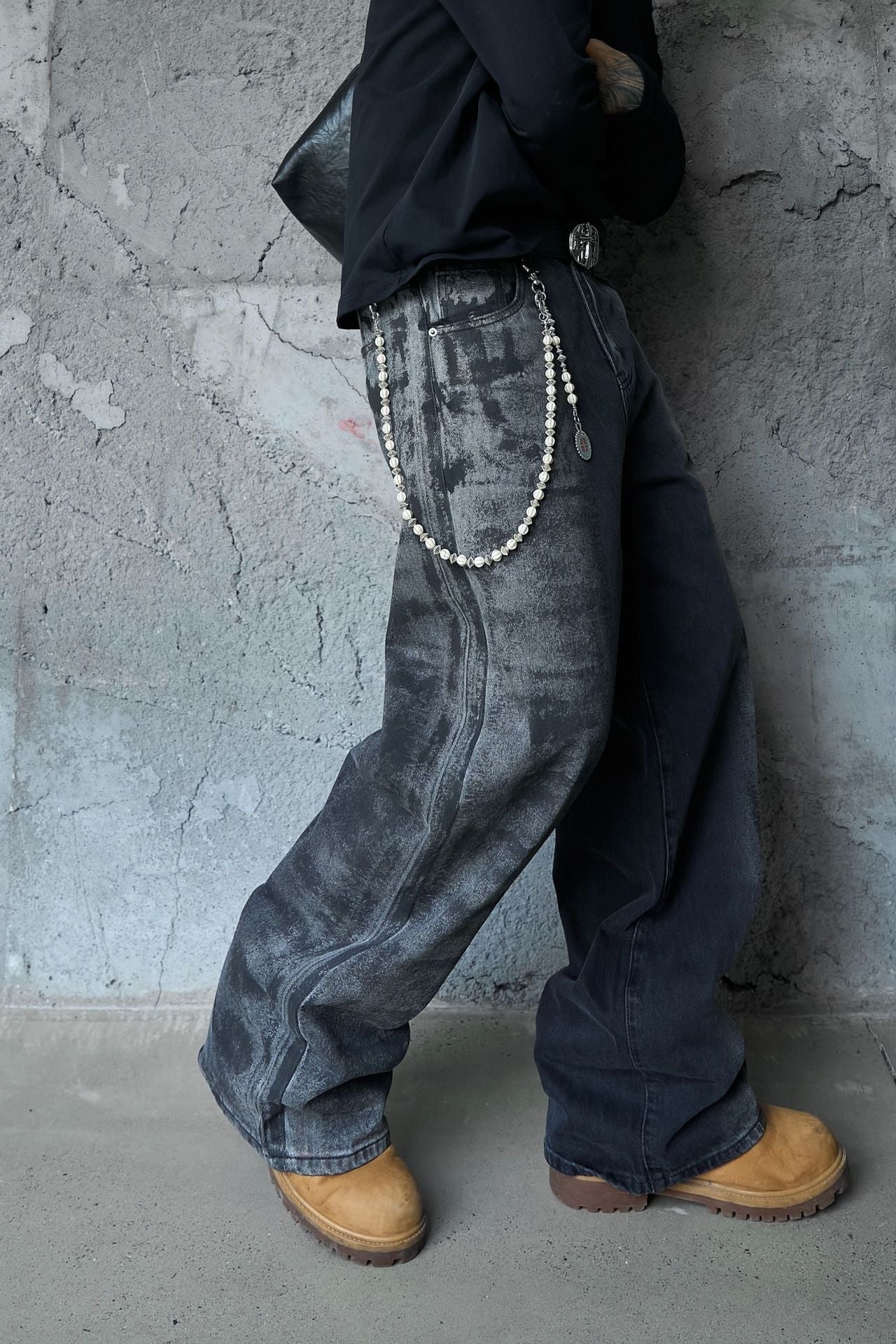 Washed Wide Leg Denim Jeans