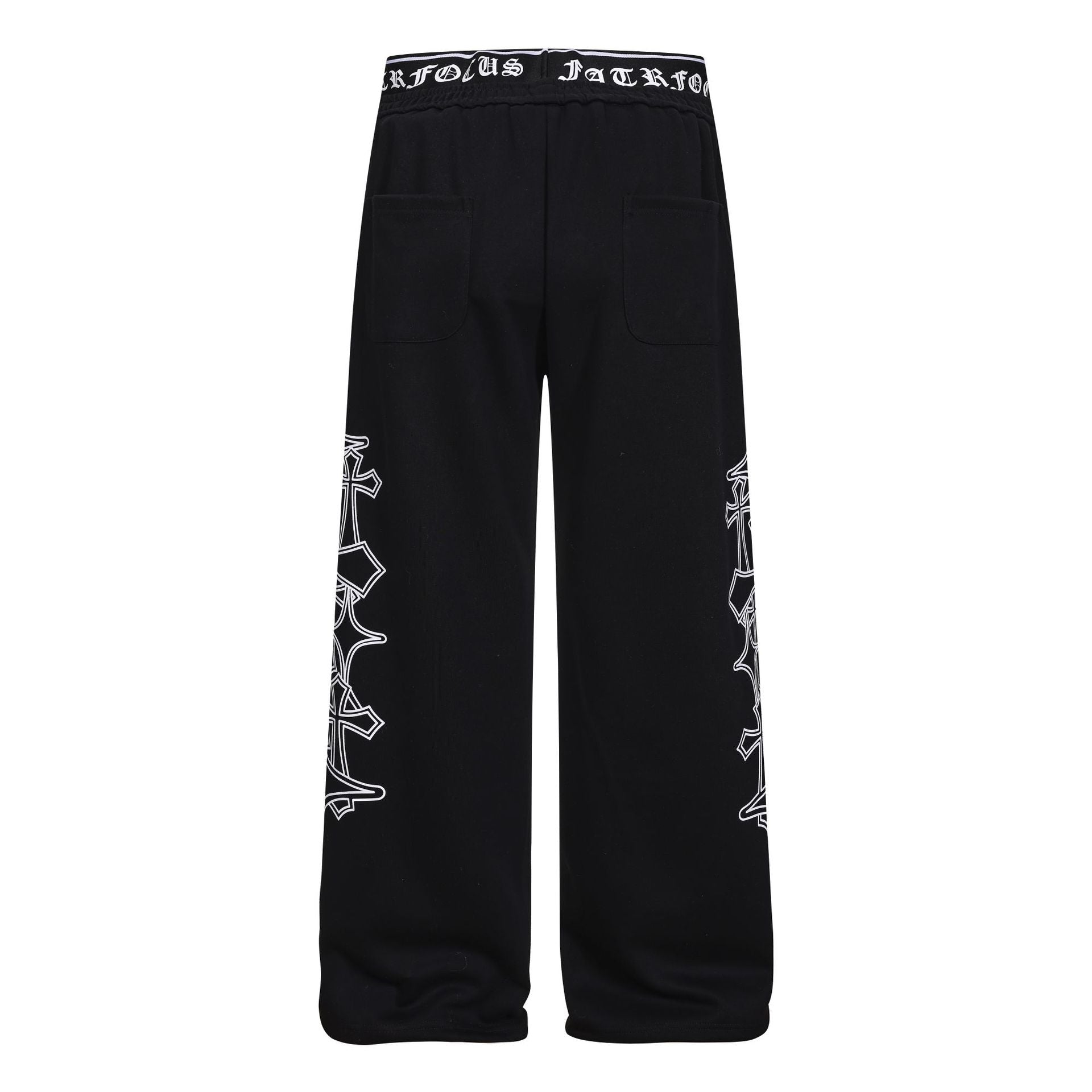 Letter Print Deconstruction Wide Leg Sweatpants