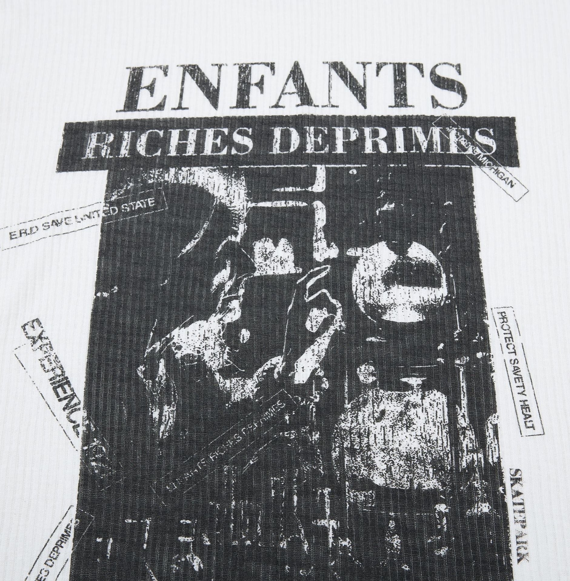 Ribbed Graphic Art Print Short Sleeve T-Shirt
