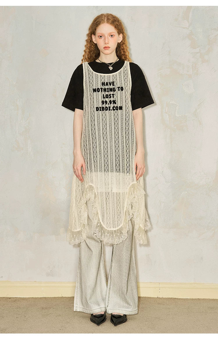 Embroidery Hollow Lace Tank Top Dress
