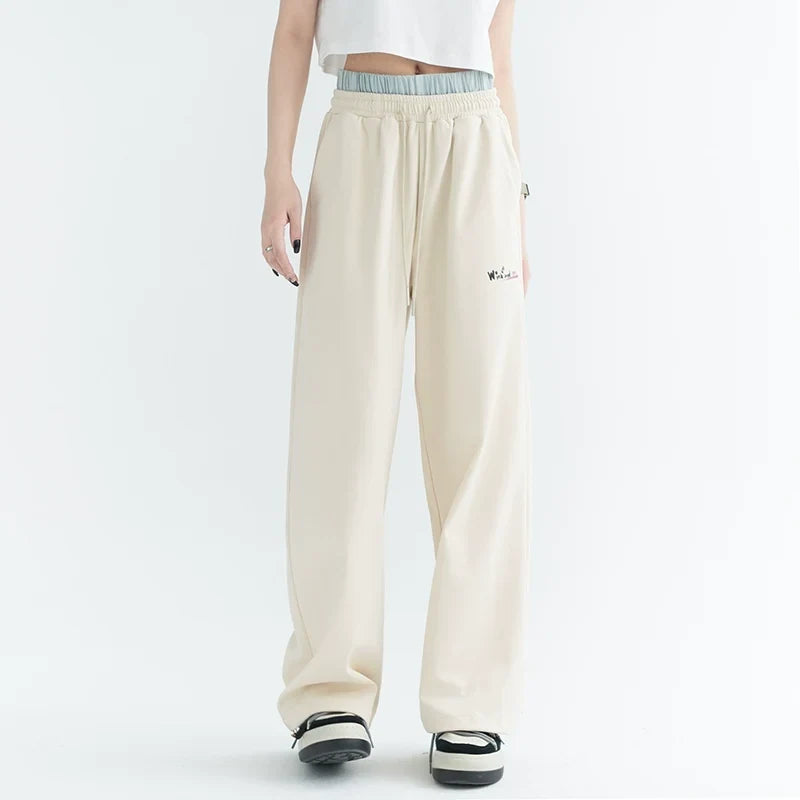 Double Waist Casual Straight Sweatpants