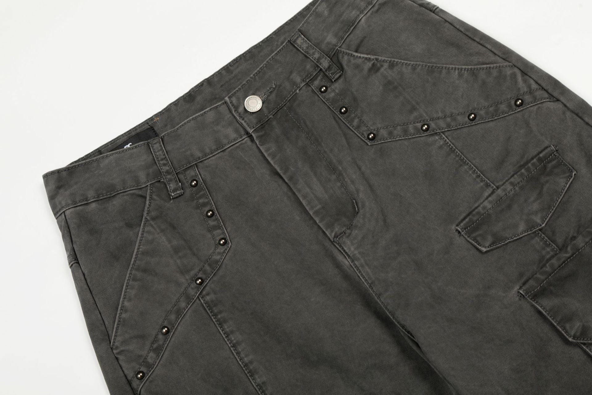 Multi Pocket Studs Wide Leg Cargo Pants