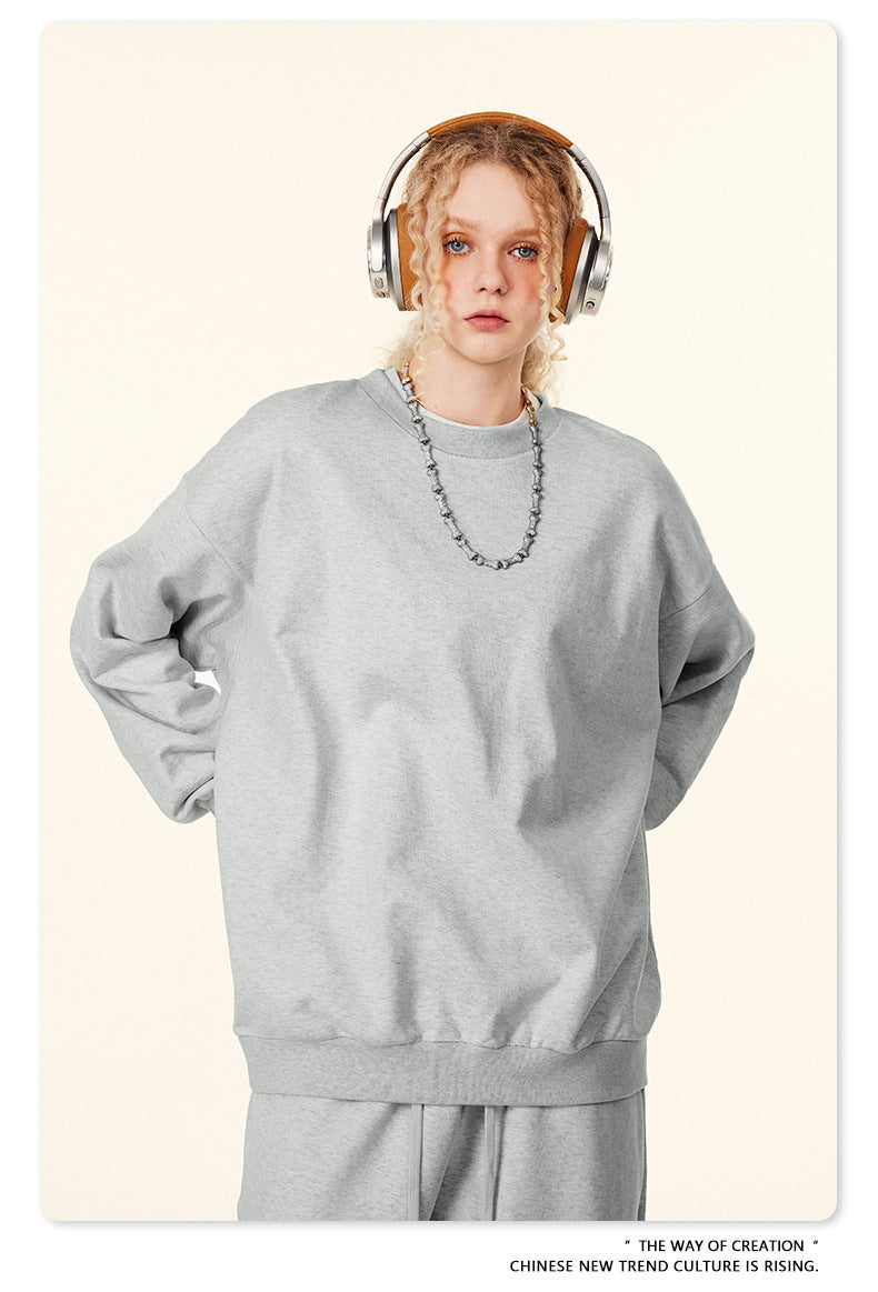 Oversize Heavyweight Basic Round Neck Sweatshirt
