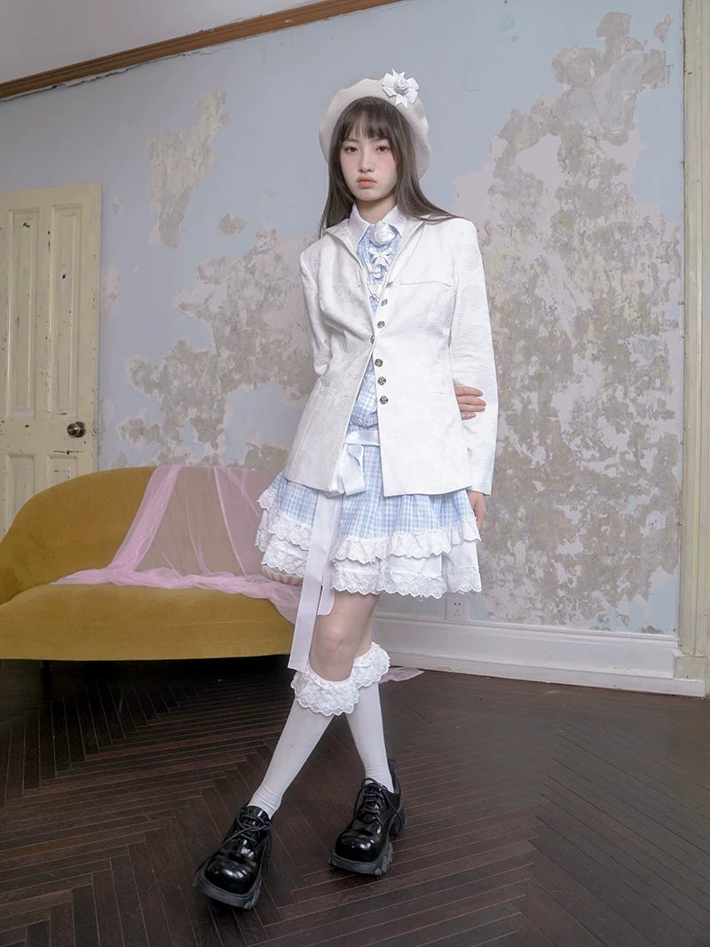 Rose Jacquard Sailor Collar Jacket