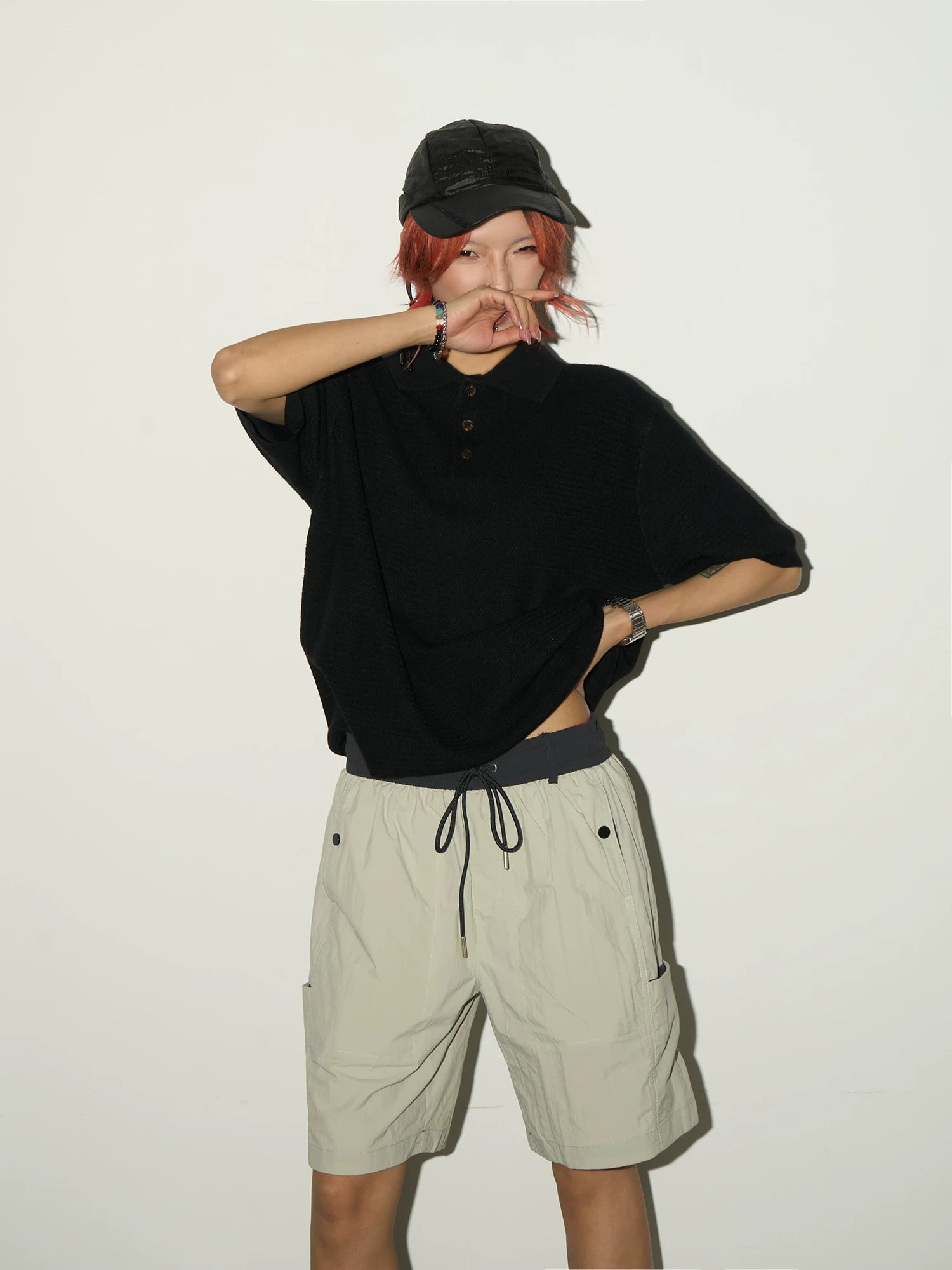 Blend Texture Polo Knit Polo Shirt