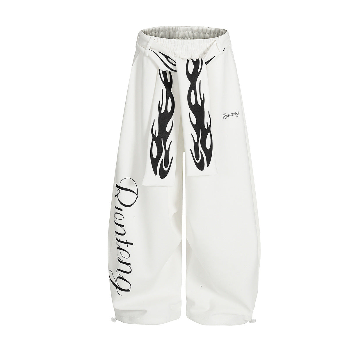 Flame Print Wide Leg Pants
