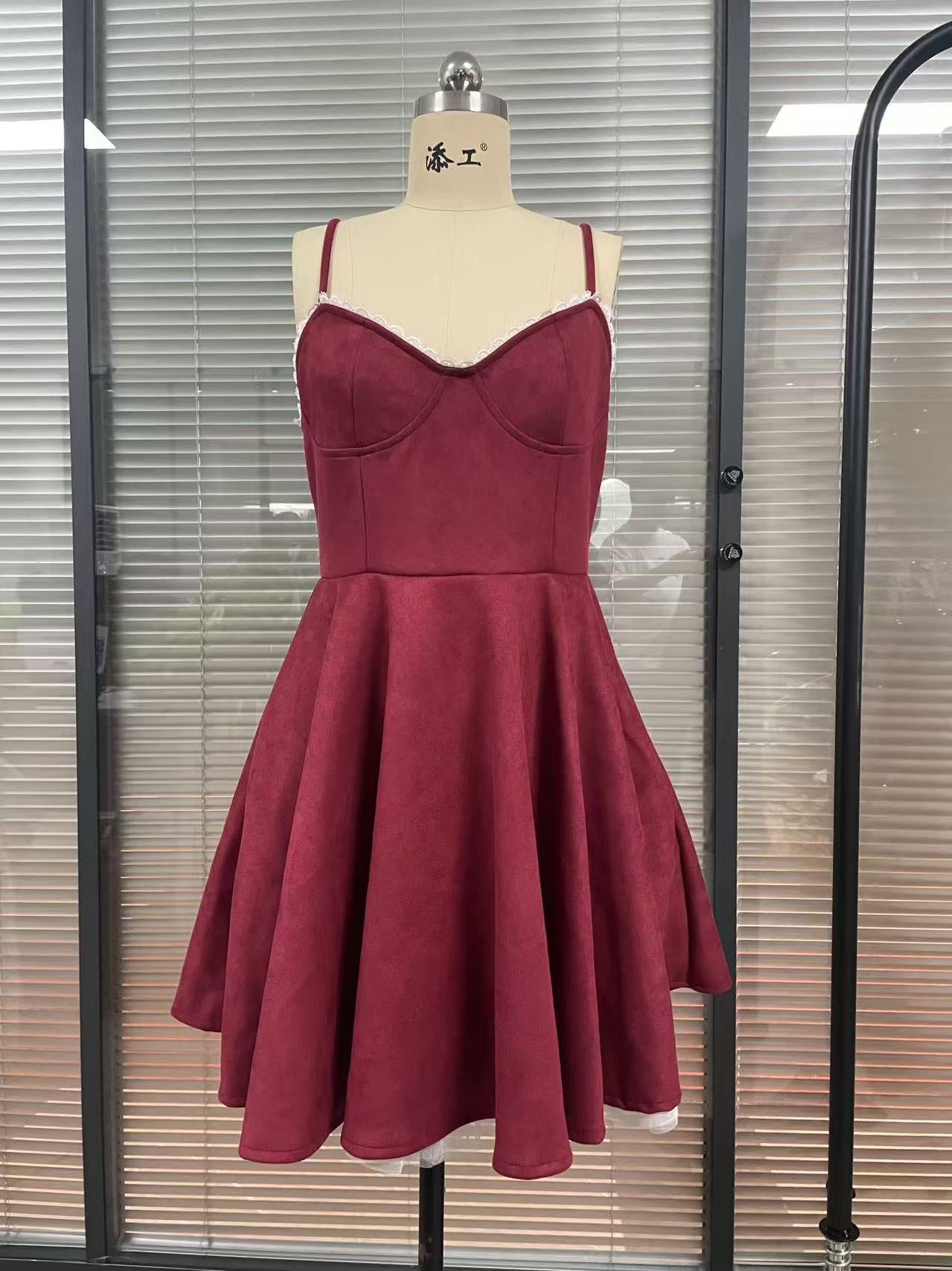 Abito midi rosso vino