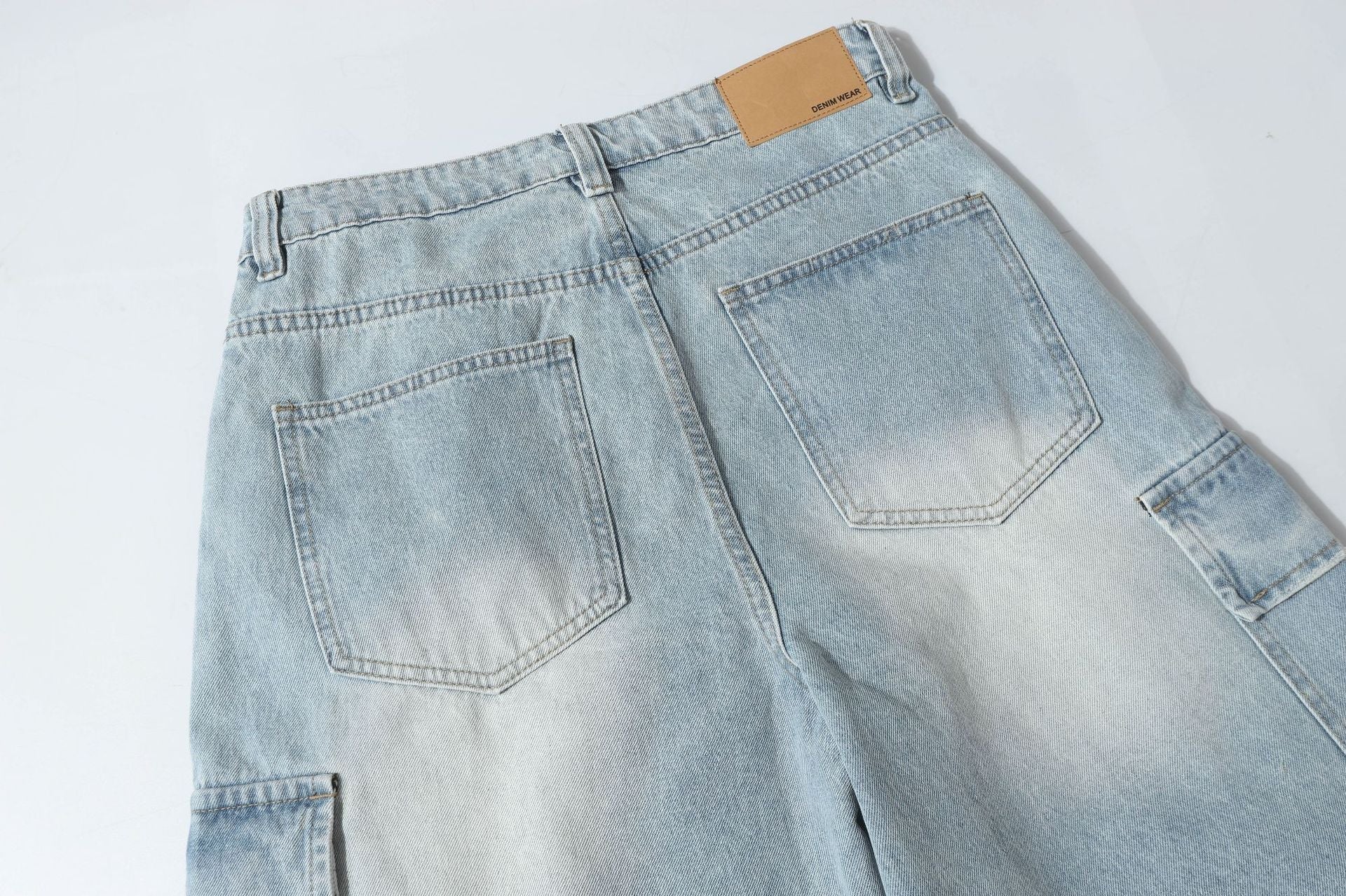 Washed Multi-Pocket Denim Jort