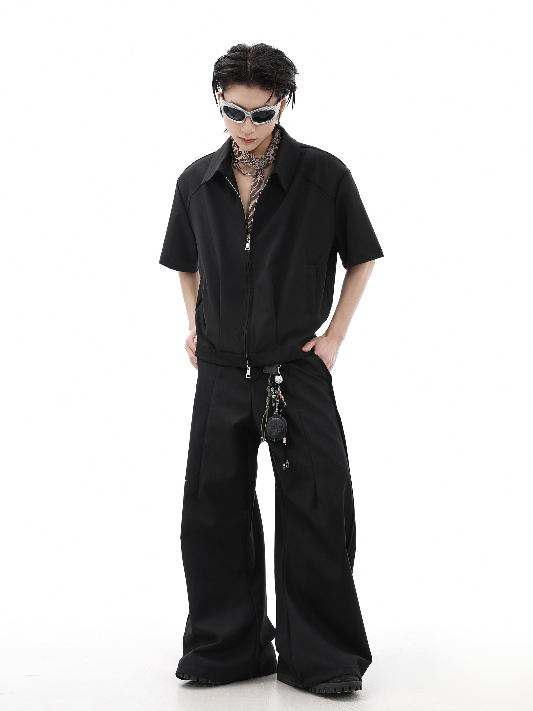 Double Zipper Short Sleeve Shirt Jacket