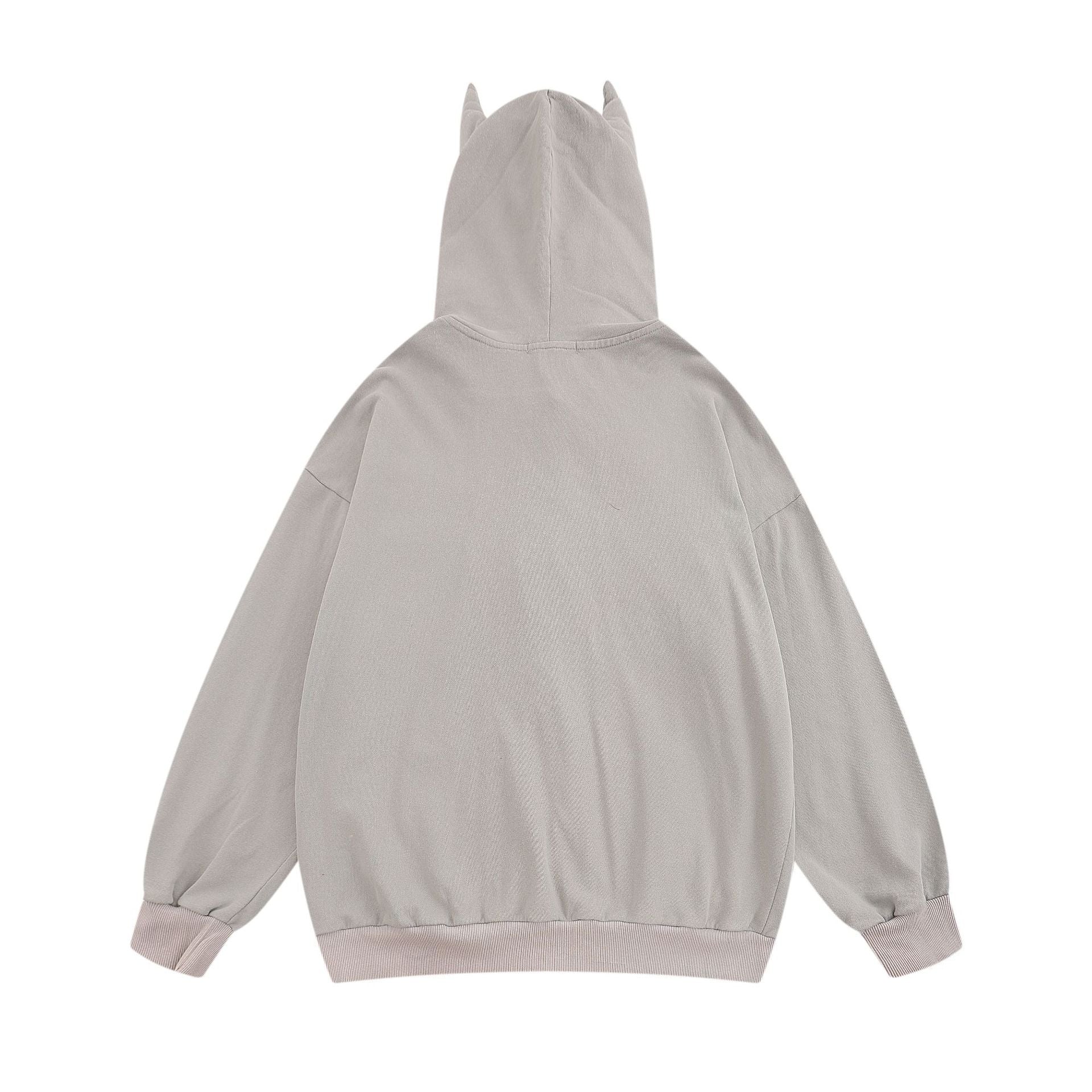 Letter Embroidery Washed Zipper Hoodie