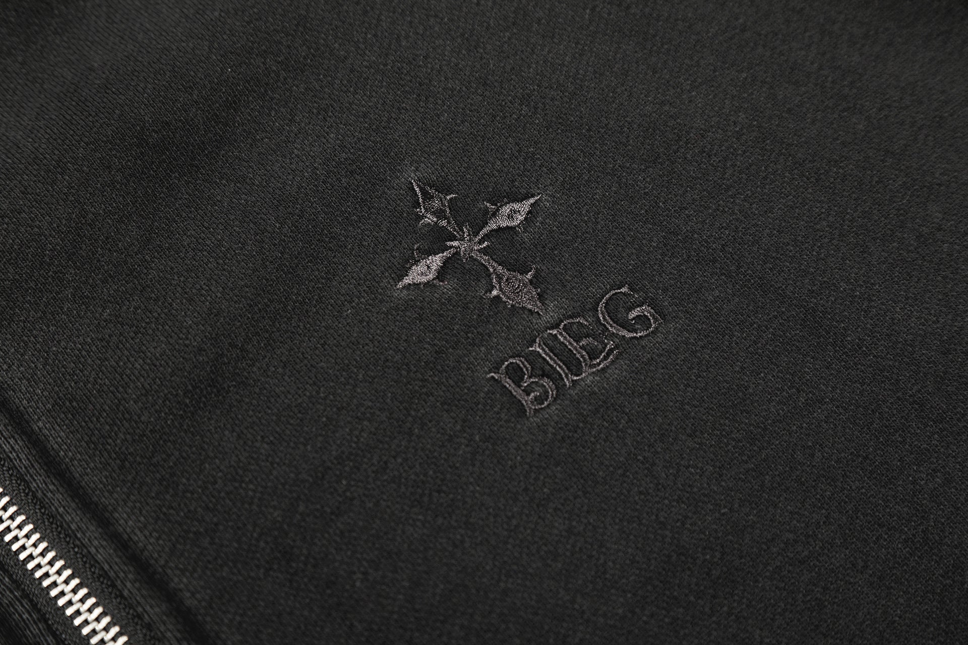 Heavyweight Rivet Washed Damage Zipper Hoodie
