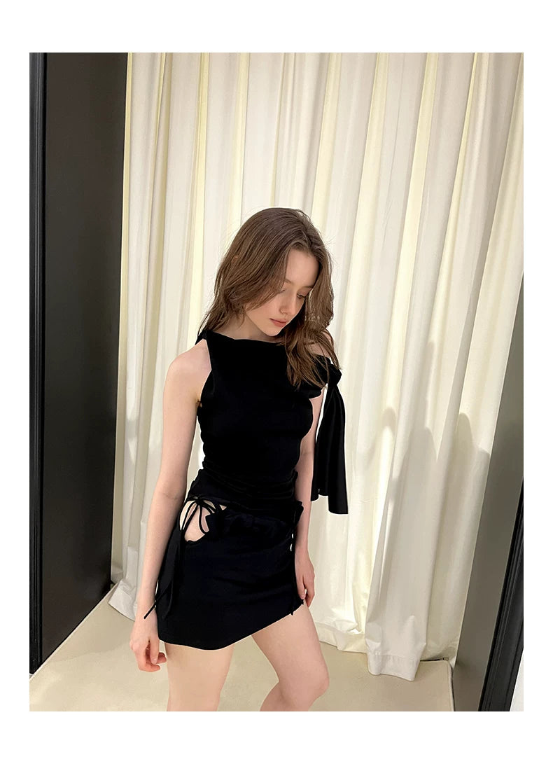 Off Shoulder Strap Tops & Half Skirt Setup