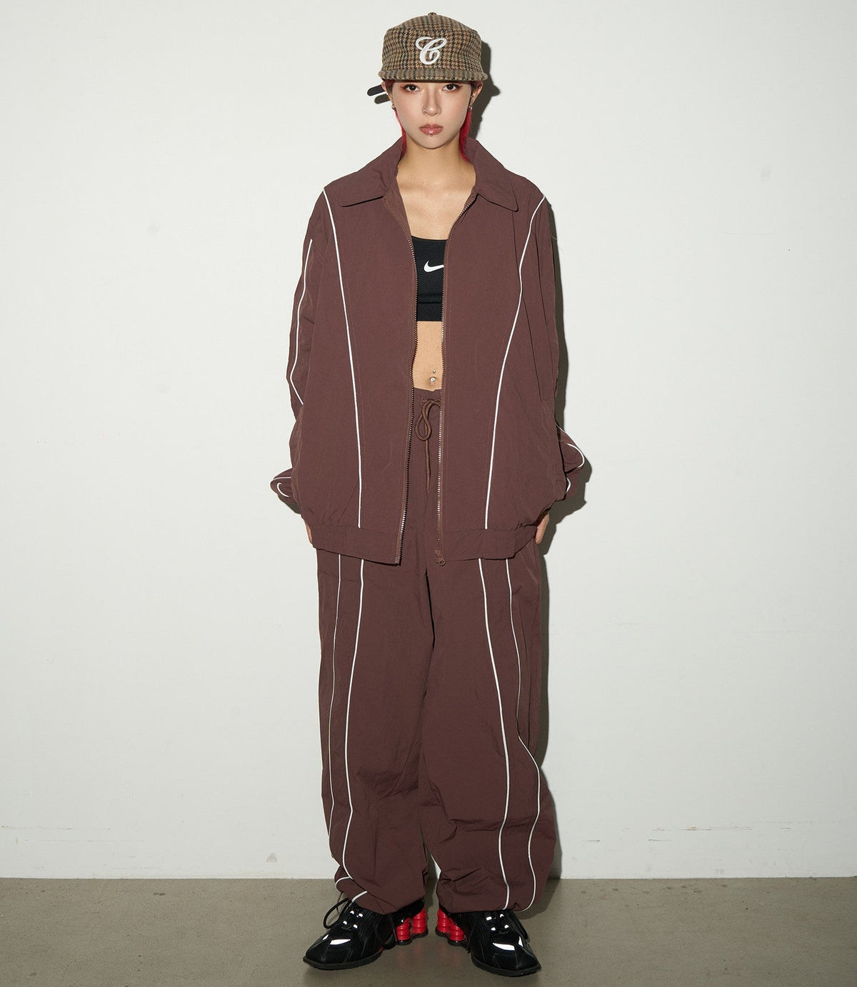 Line Detail Lightweight Quick-Dry Oversize Jacket & Wide Leg Pants Setup