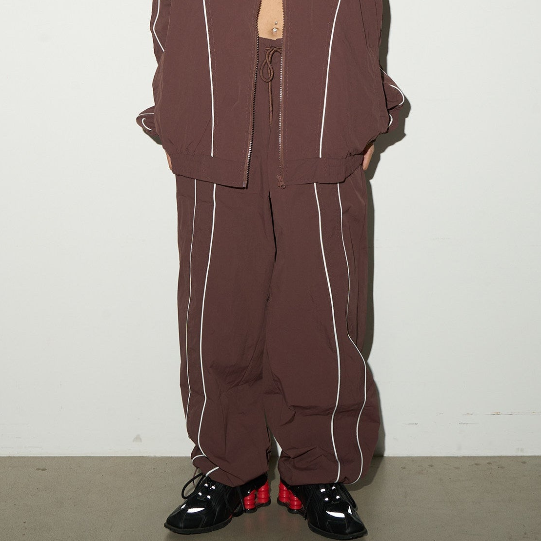 Line Detail Lightweight Quick-Dry Oversize Jacket & Wide Leg Pants Setup