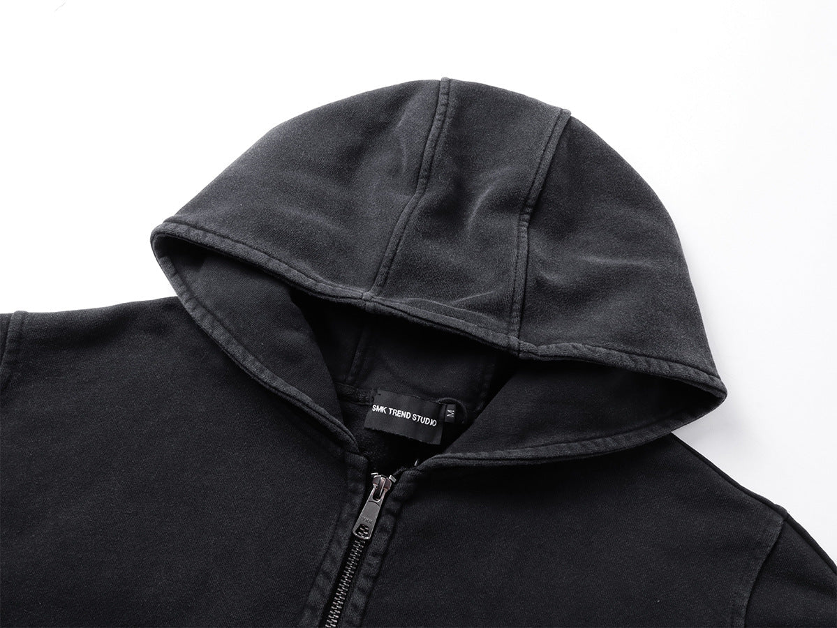 Heavyweight Wash Damage Zipper Hoodie