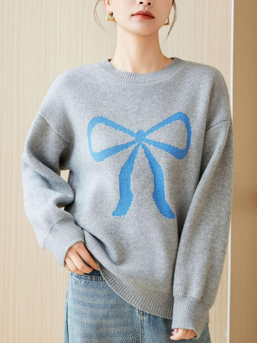 Maglione con fiocco natalizio carino - Taglia unica / Argento