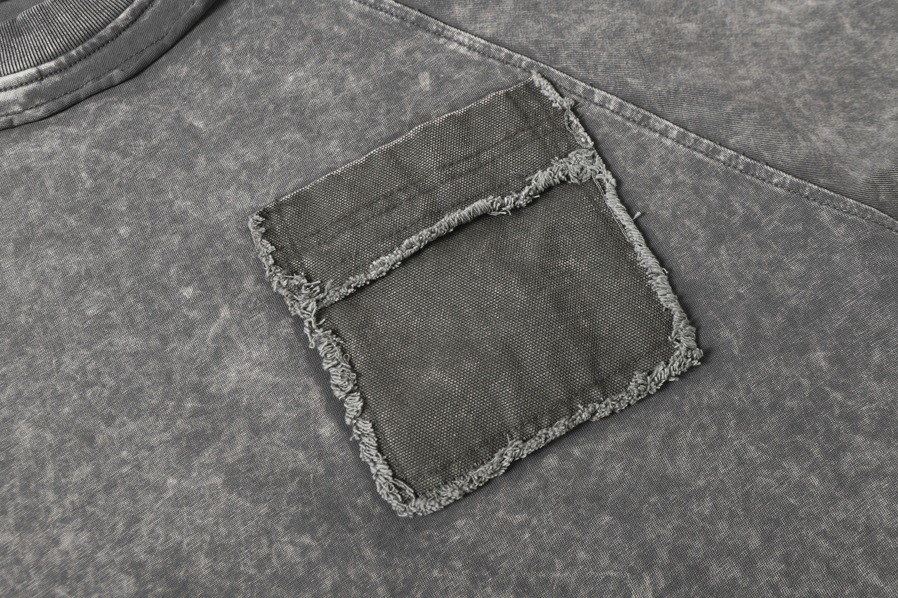 Washed Mock Neck Pocket Short Sleeve T-Shirt