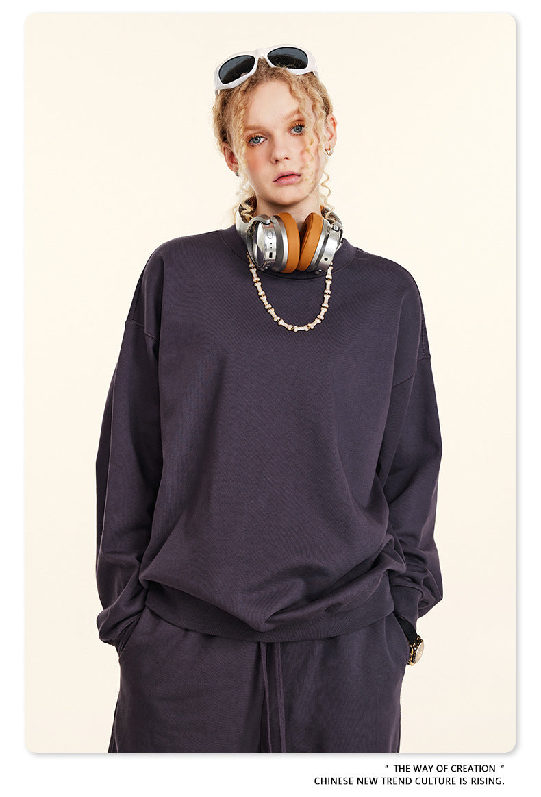 Oversize Heavyweight Basic Round Neck Sweatshirt