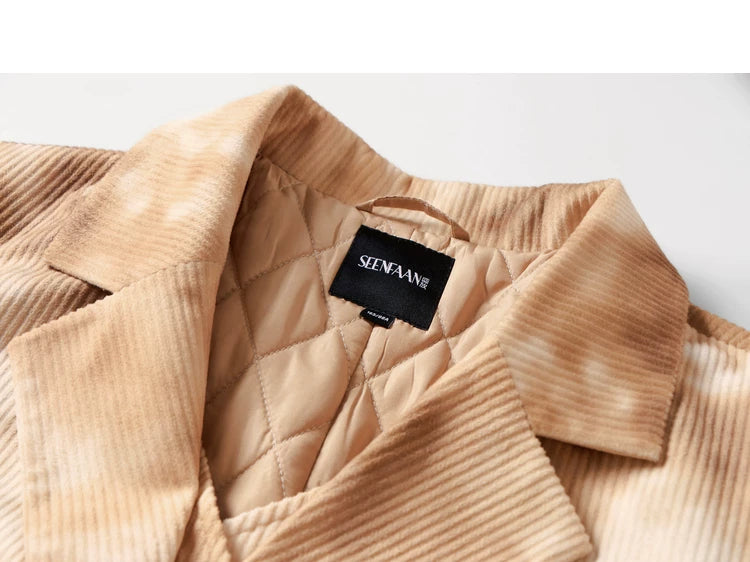 Tie-Dye Corduroy Fake Layered Tailored Jacket