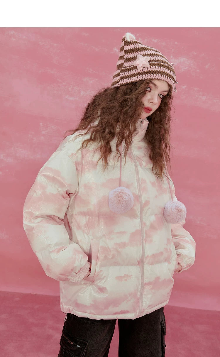 Oversize High-Neck White Duck Down Jacket