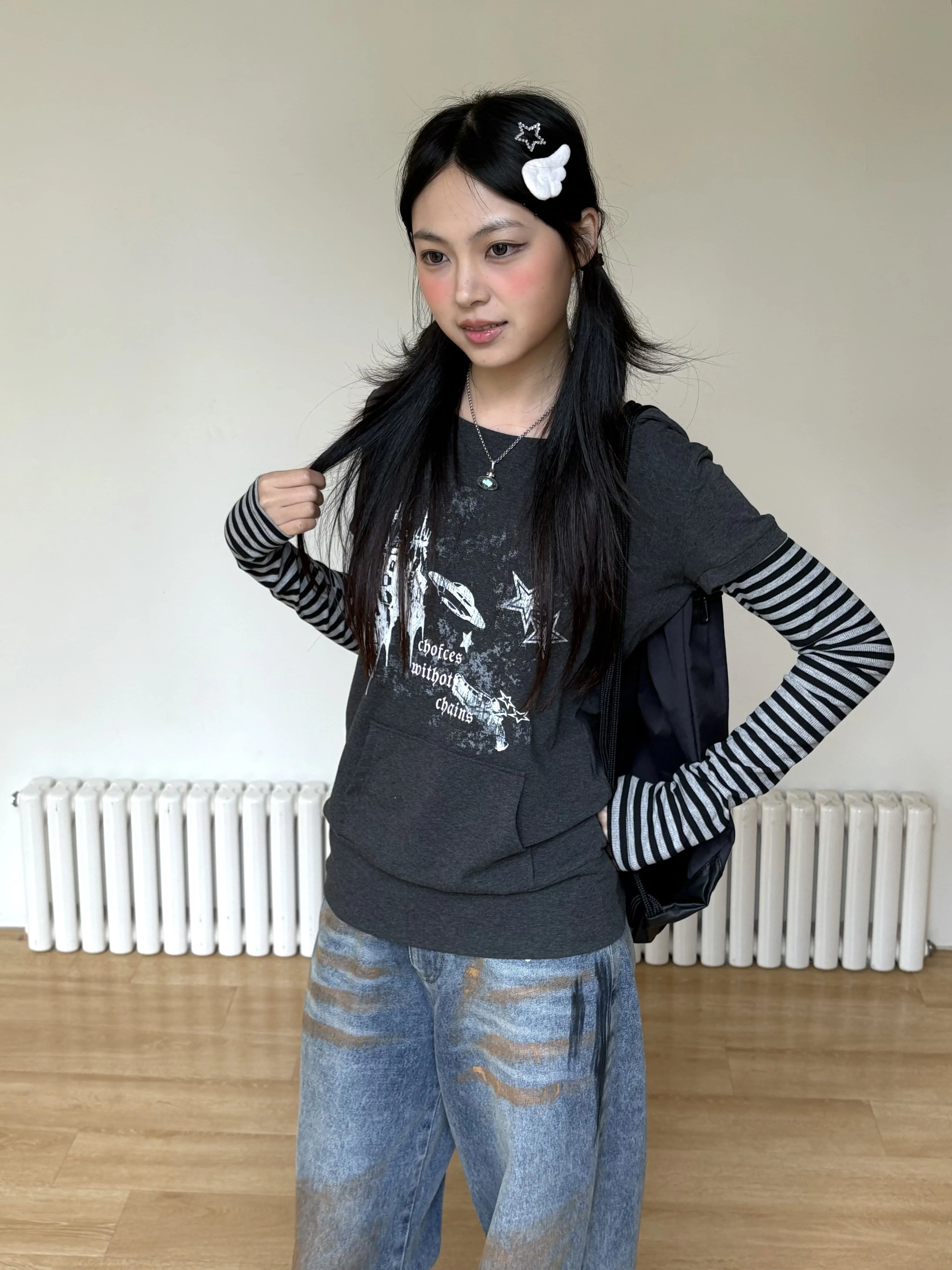 Stripe Patchwork Pullover Hoodie