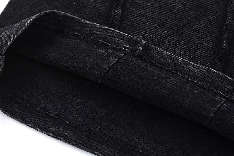 Heavyweight Wash Raw Edge Patchwork Short Sleeve T-Shirt
