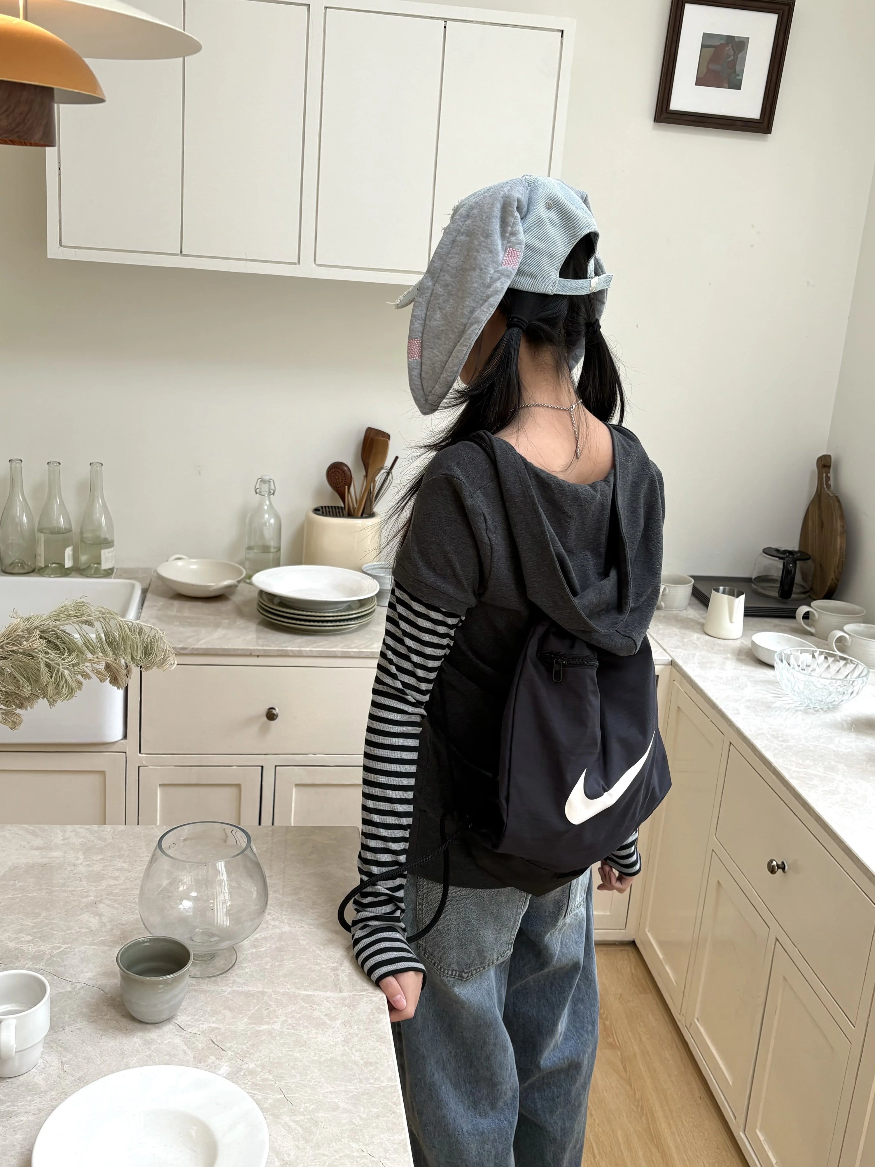 Stripe Patchwork Pullover Hoodie