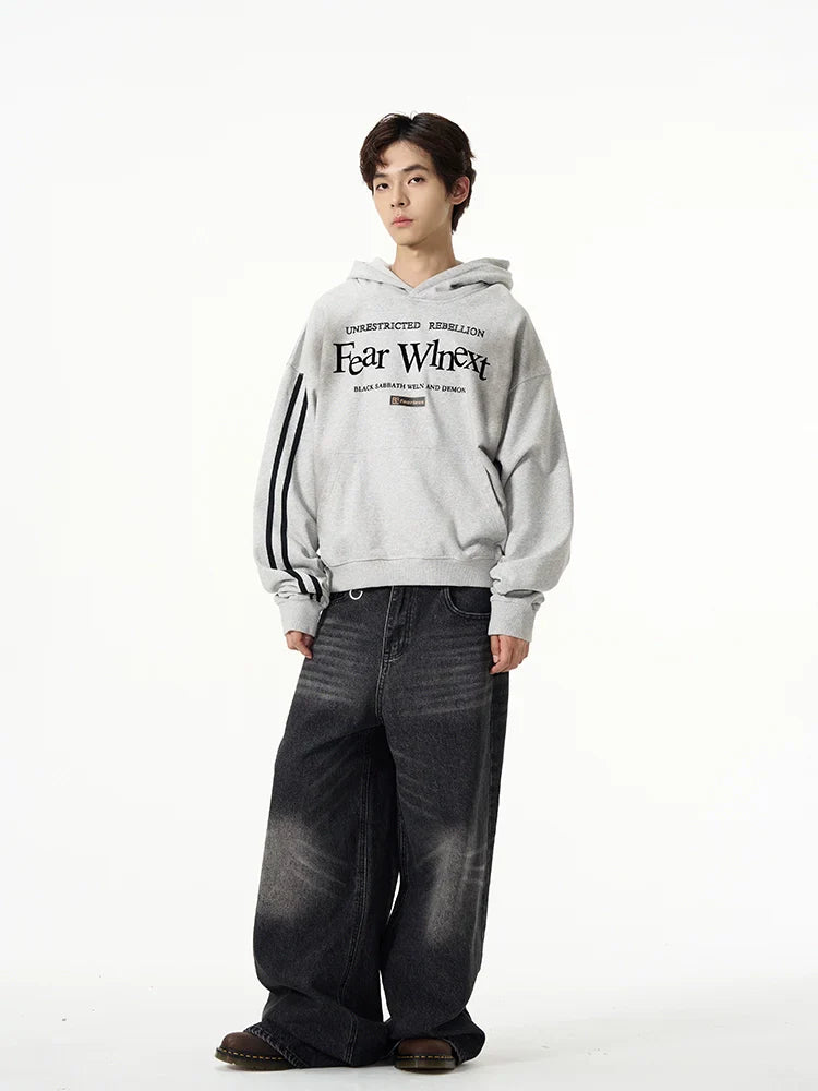 Felpa con cappuccio oversize con stampa di lettere lavate