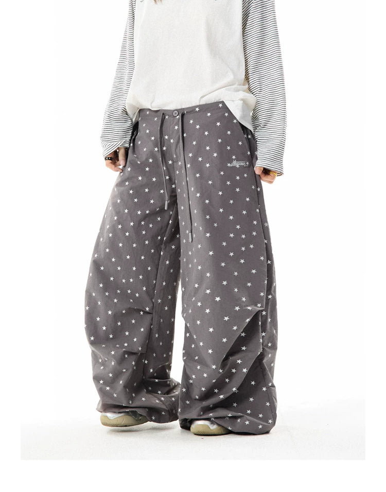 Allover Star Print Wide-Leg Pants