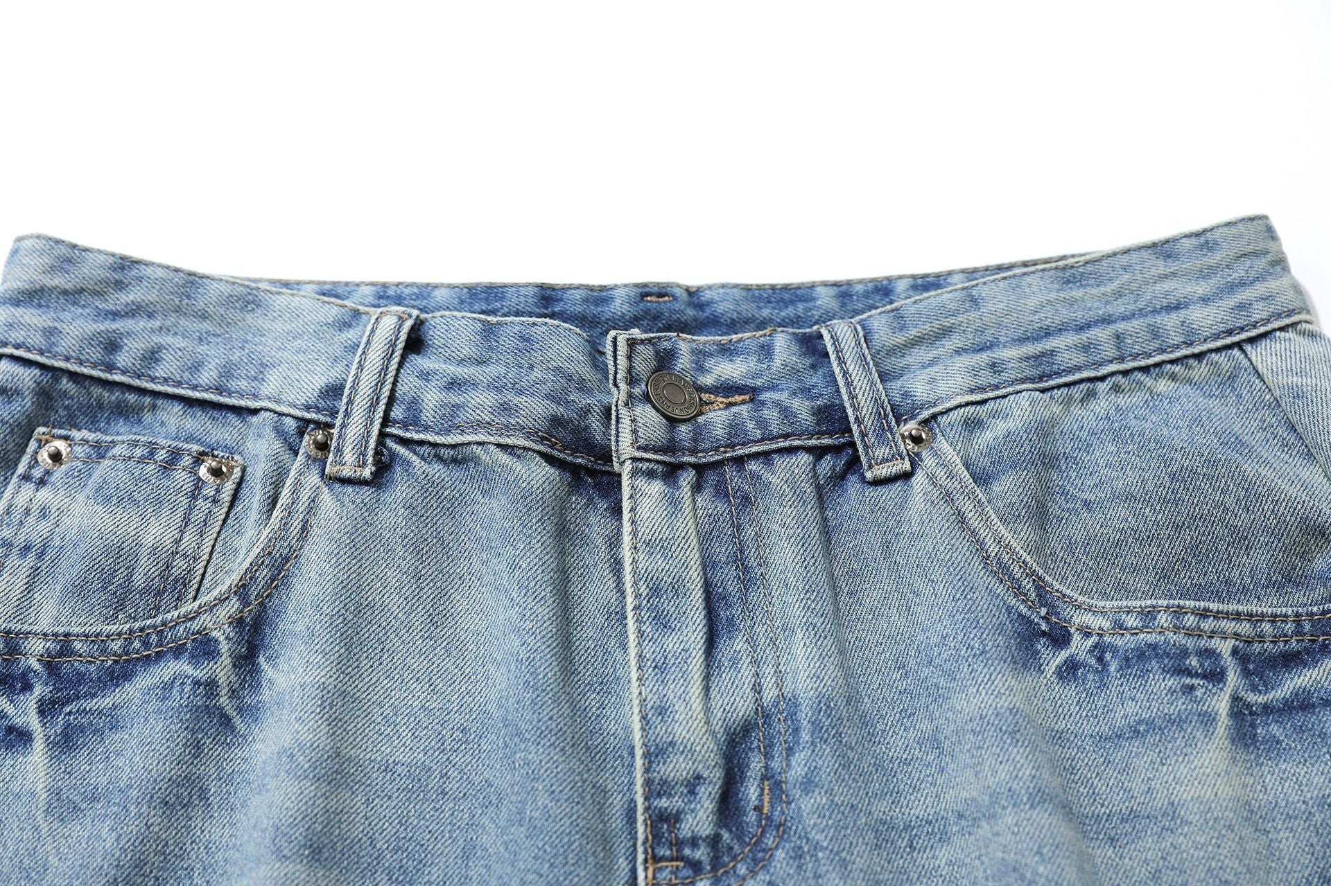 Washed Curved Denim Jort