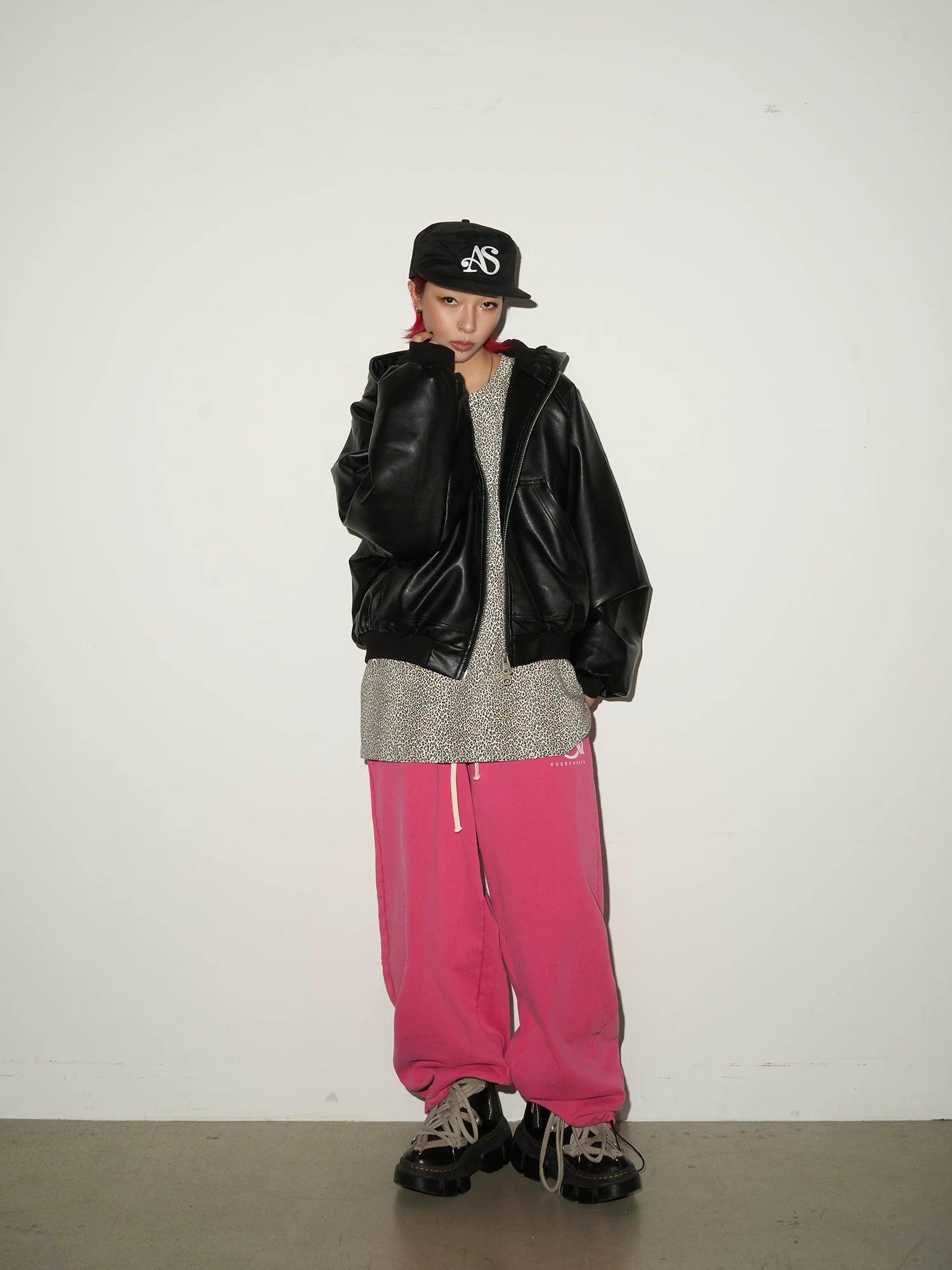 PU Leather Zipper Hooded Jacket