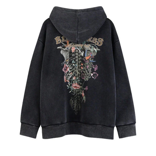 Moletom Oversized com Estampa - preto / S