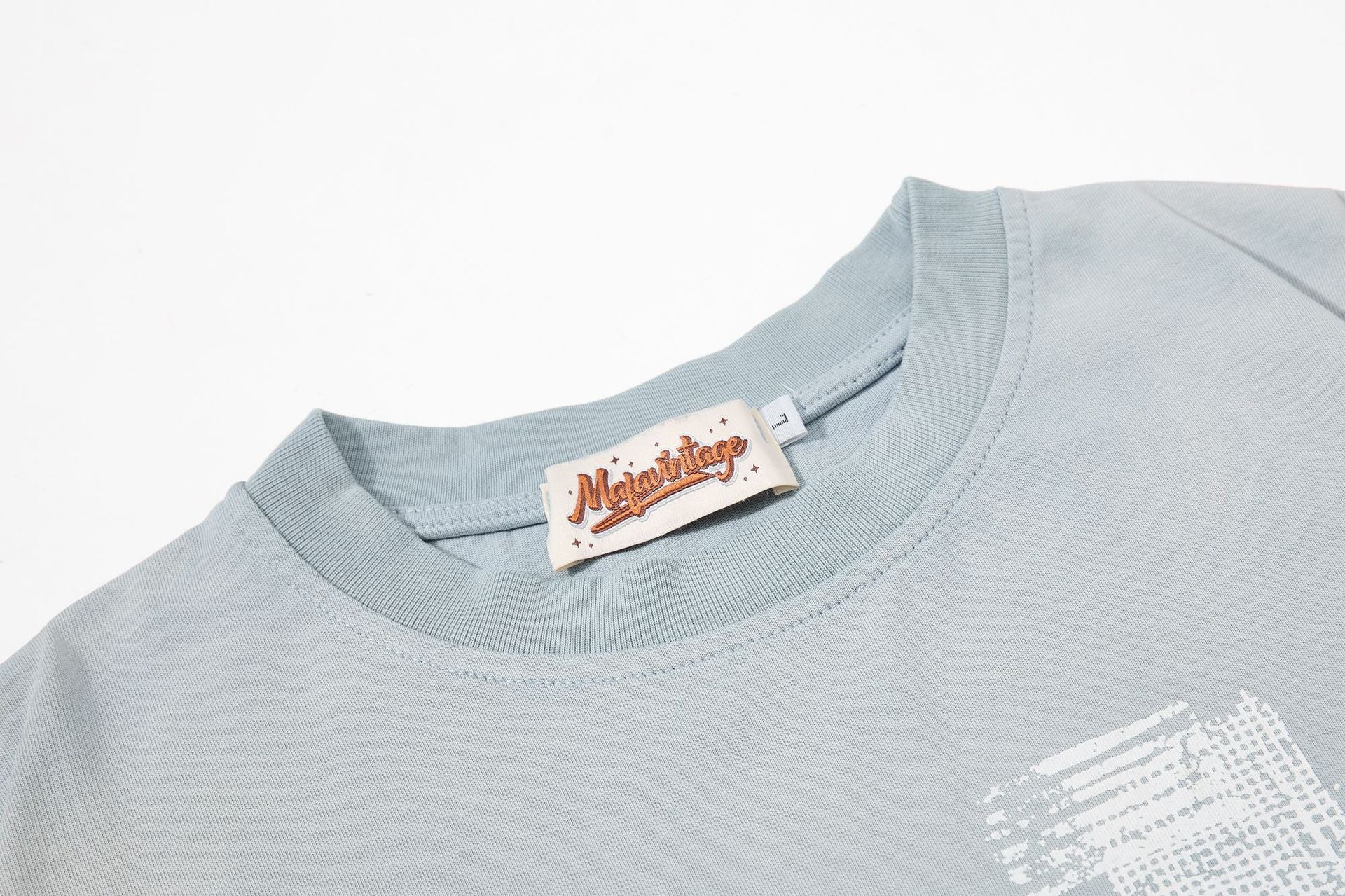 Star Applique Embroidery Washed Short Sleeve T-Shirt