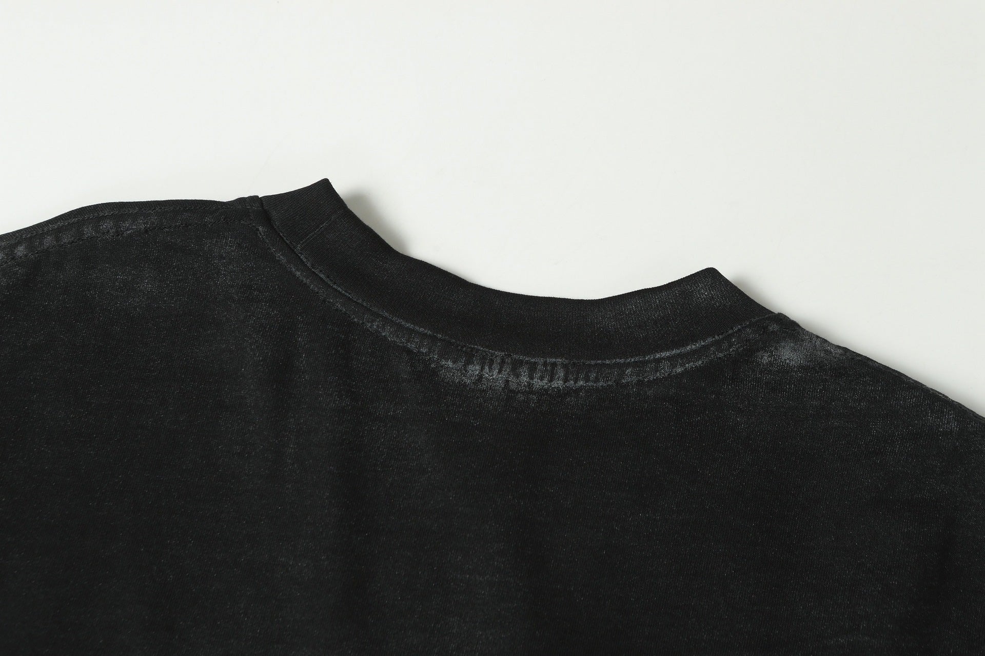 Washed Raw-Edge Splice Short Sleeve T-Shirt