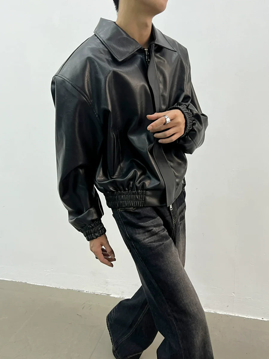 Shoulder Pad PU Leather Jacket