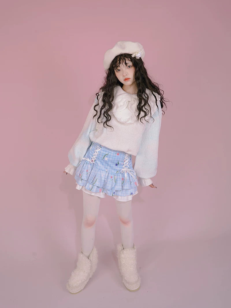 Flower Print Bow Skirt Na8271-K