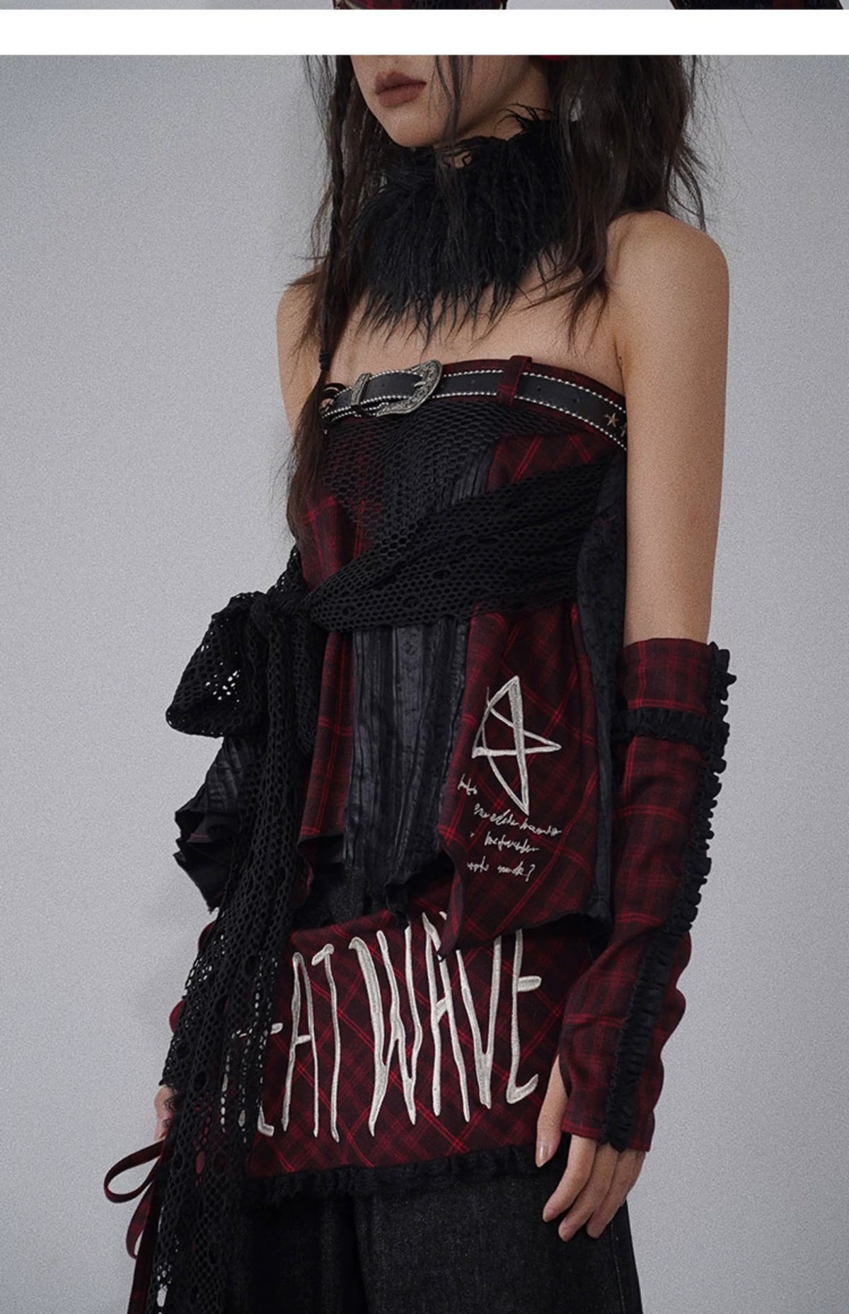 Patchwork Irregular Plaid Layered Short Skirt