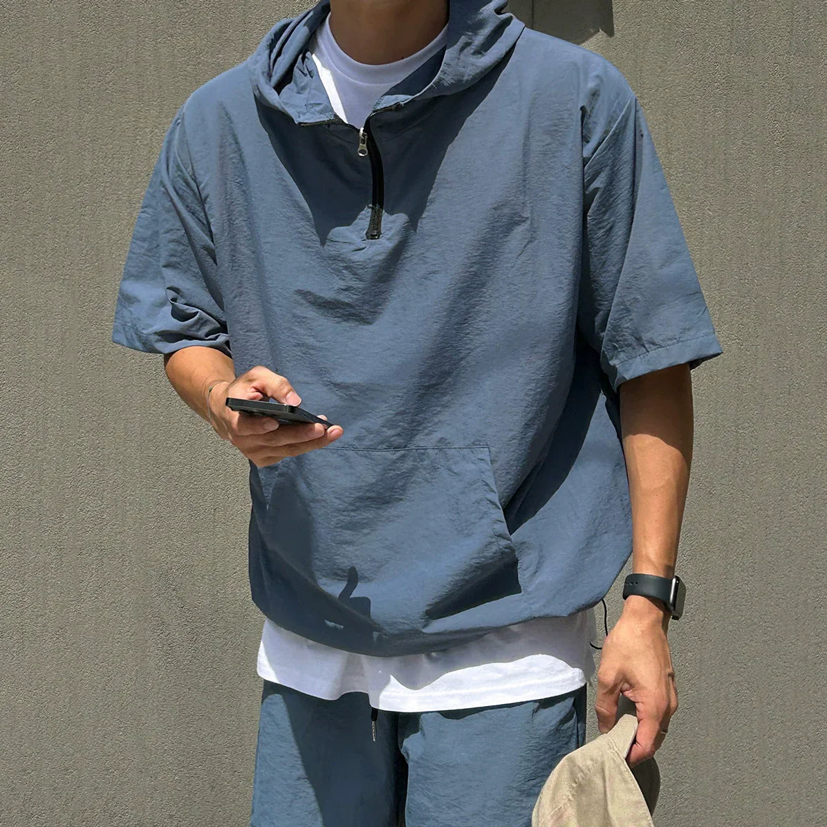Quick-Dry Short Sleeve Hoodied T-shirt & Straight Short Setup