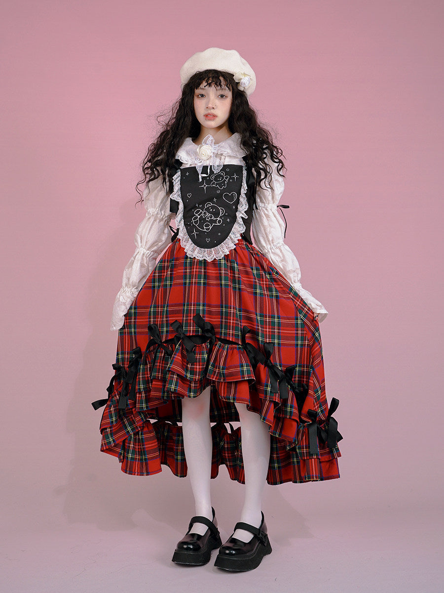 Irregular Bow Elastic Waist Long Skirt