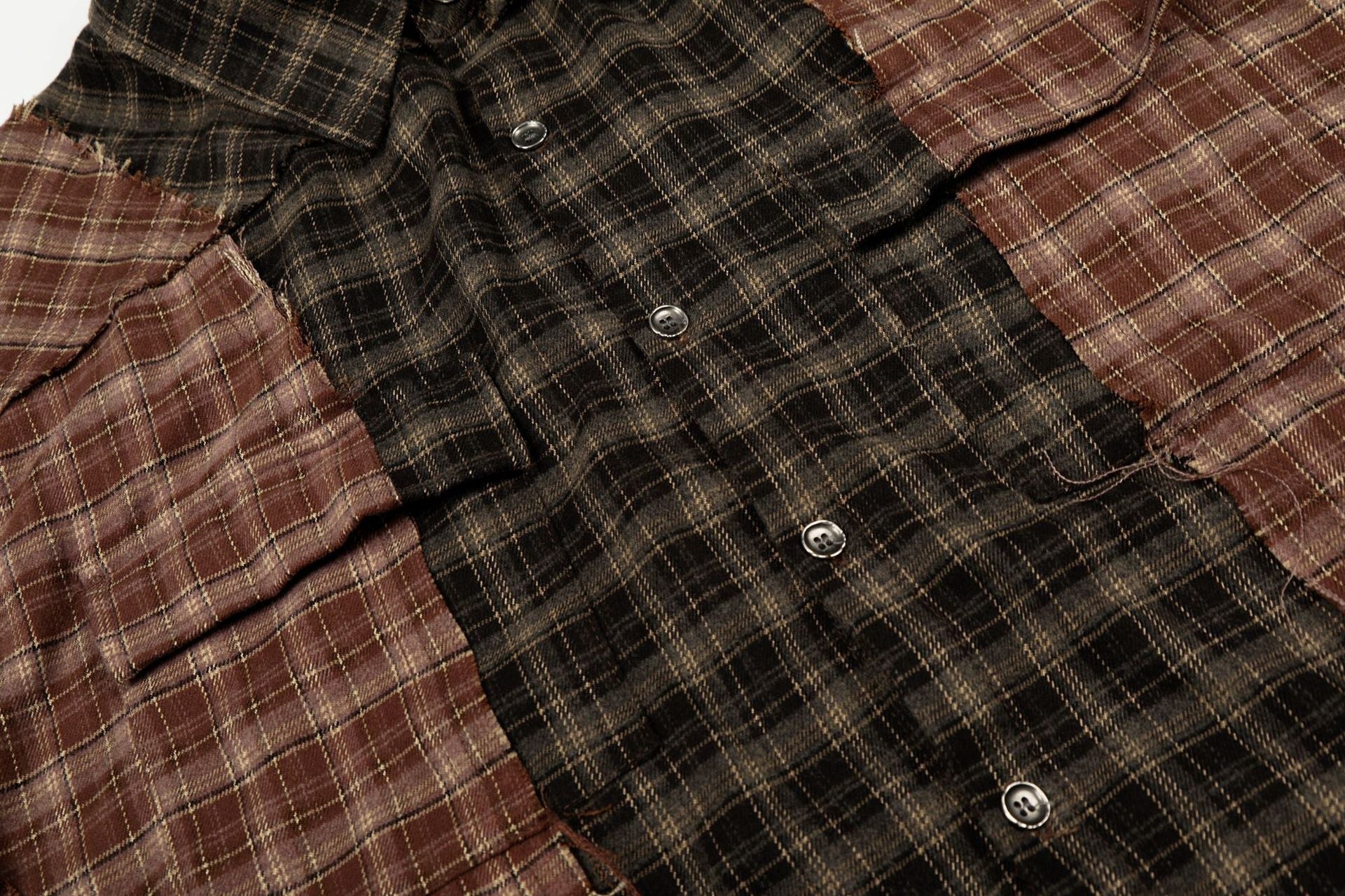 Plaid Washed Damage Long Sleeve Shirt