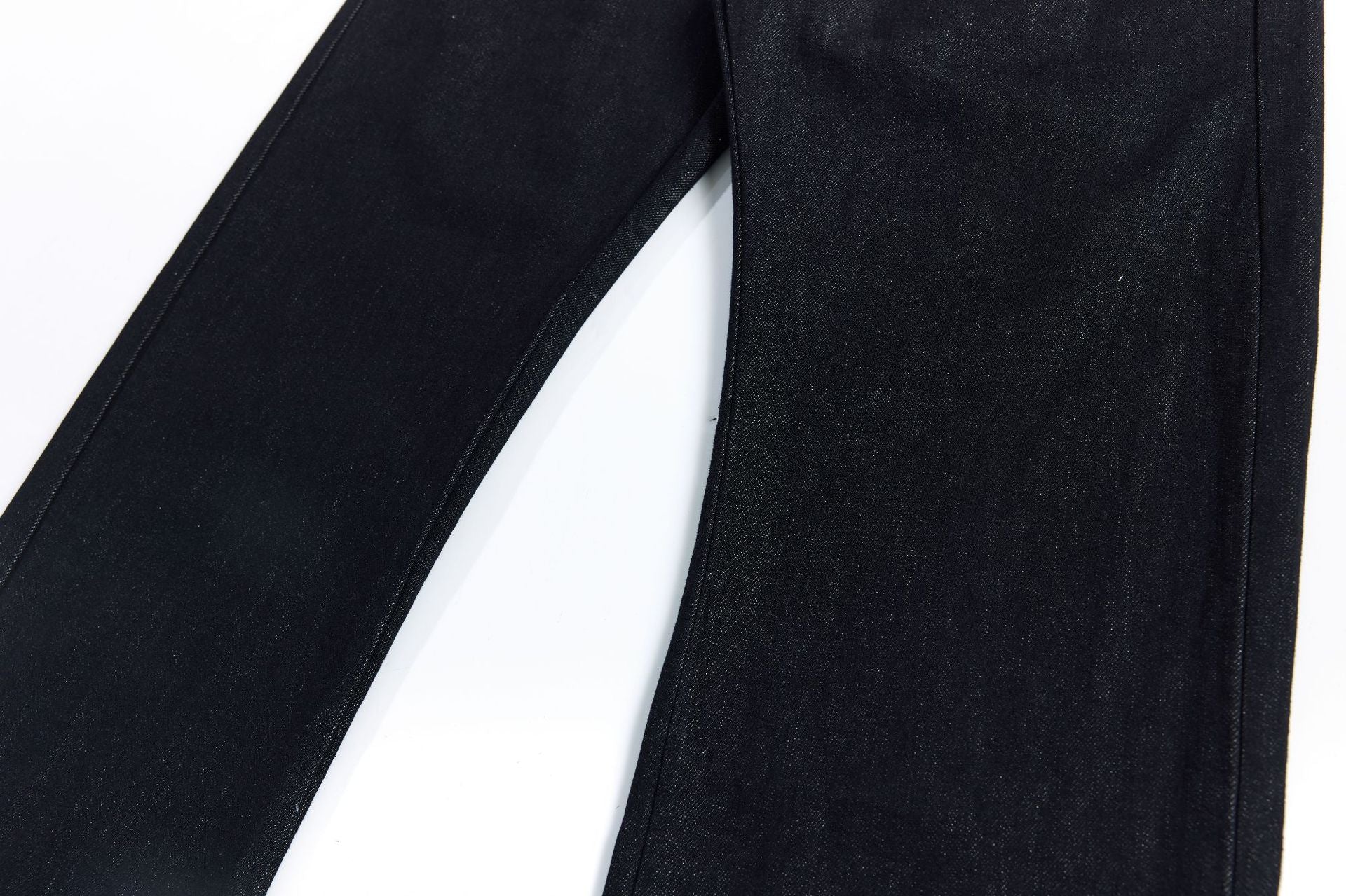 Color Block Embroidery Wide Leg Curved Denim Jeans