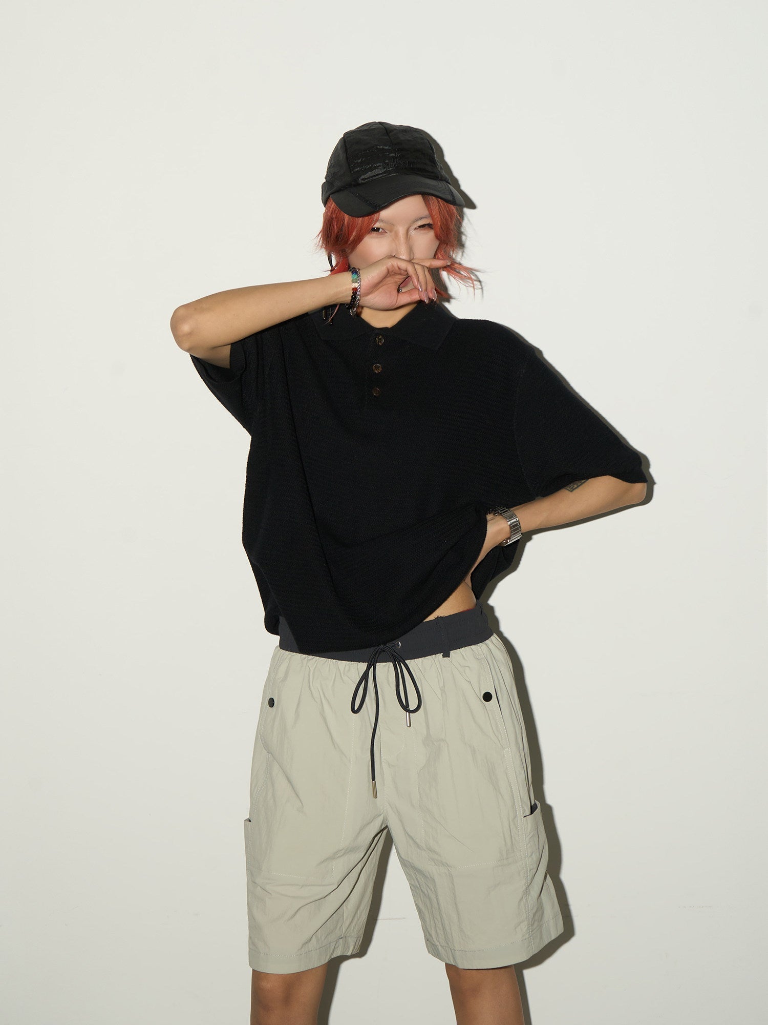 Blend Texture Polo Knit Polo Shirt