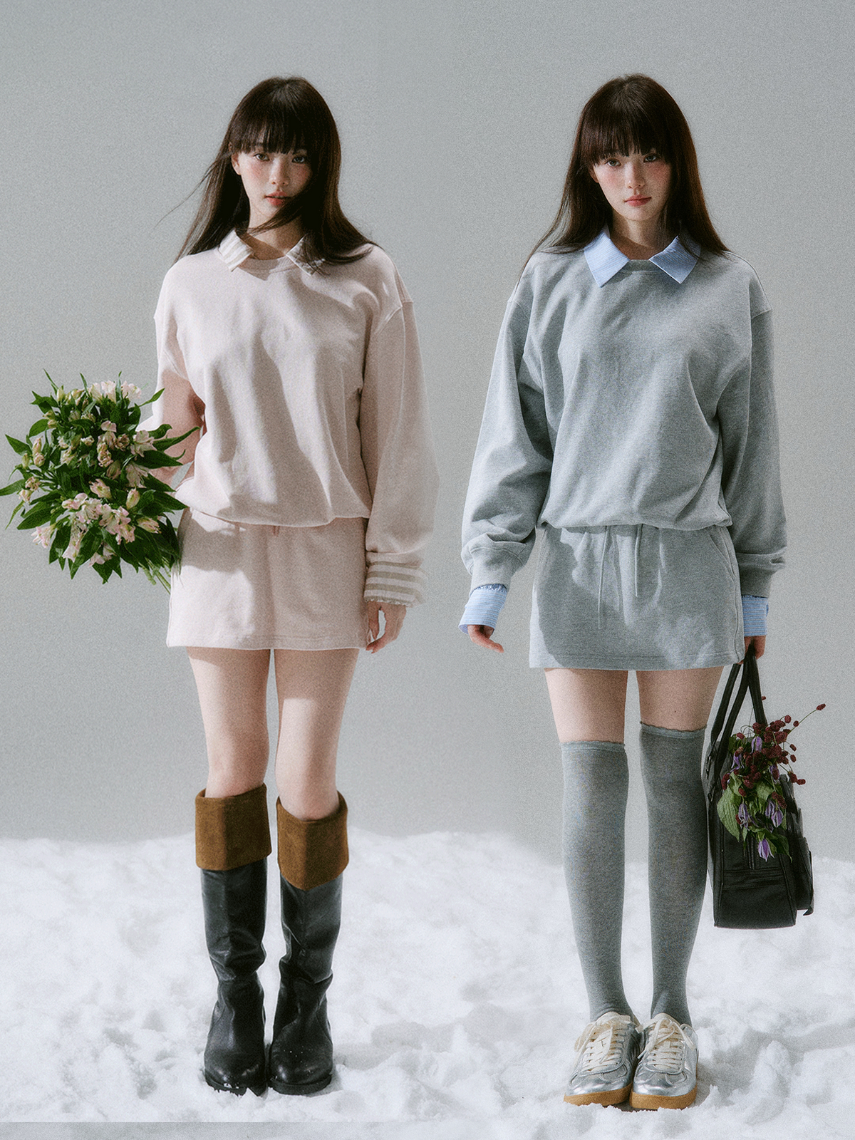 Skin-Friendly Sweatshirt & Short Skirt Setup
