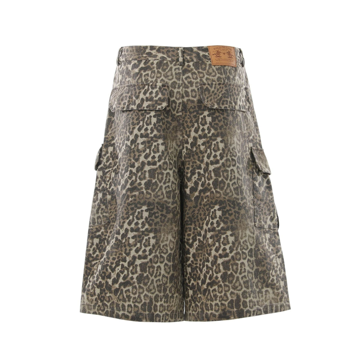 Leopard Print Multi-Pocket Wide Leg Jort