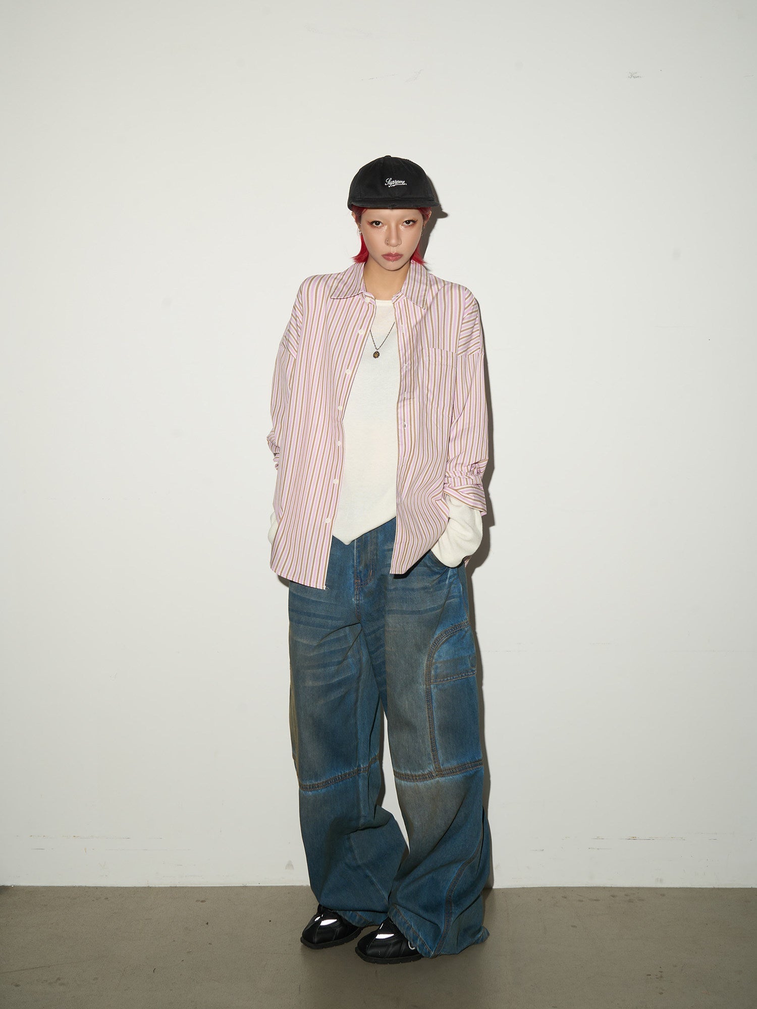 Stripe Oversize Long Sleeve Shirt
