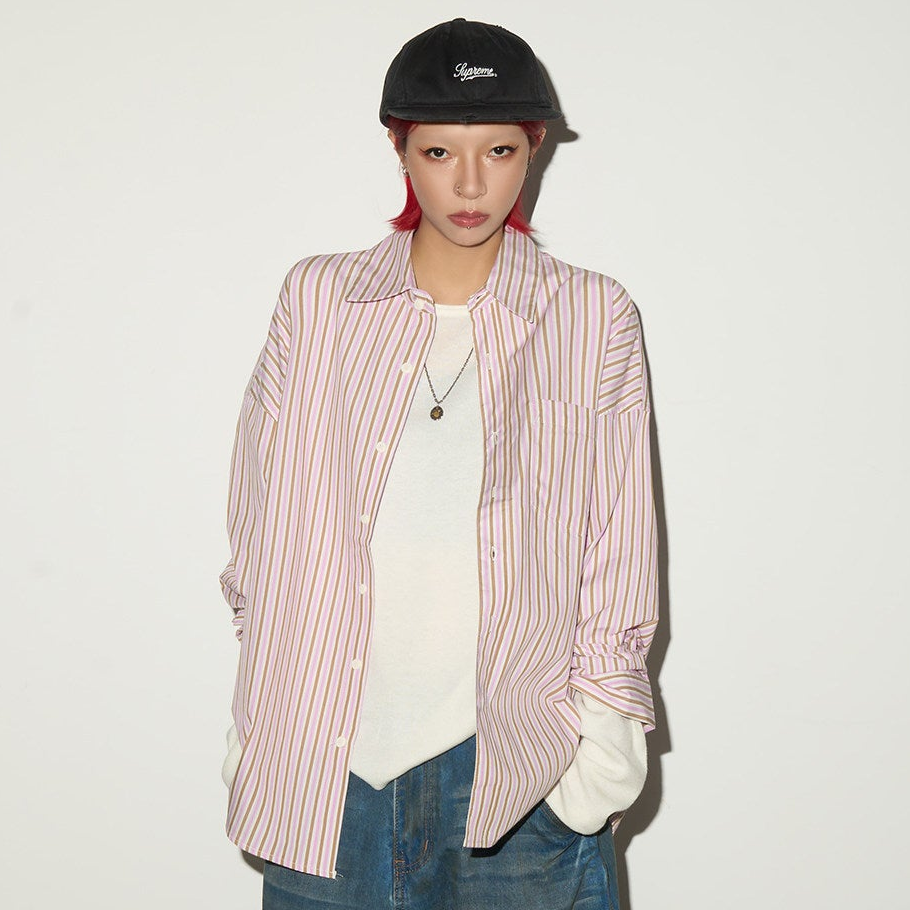 Stripe Oversize Long Sleeve Shirt